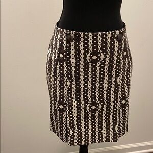 Mini Skirt Women’s Size 4 Brown Cream Geometric Print Cotton Pique Fabric